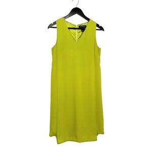Pink Tartan Chartreuse Lime Sleeveless Shift Dress XS Zipper Detail SEE NOTES